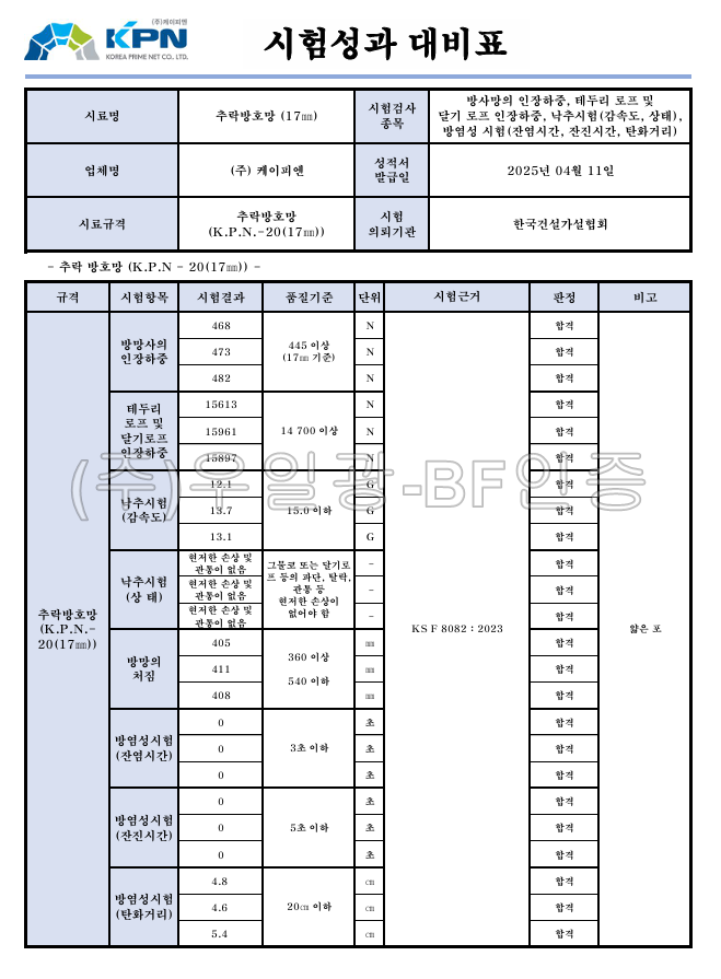 방염안전망(낙하물방지망) *방염KS인증* 청색 / 2M*45M 방염안전망