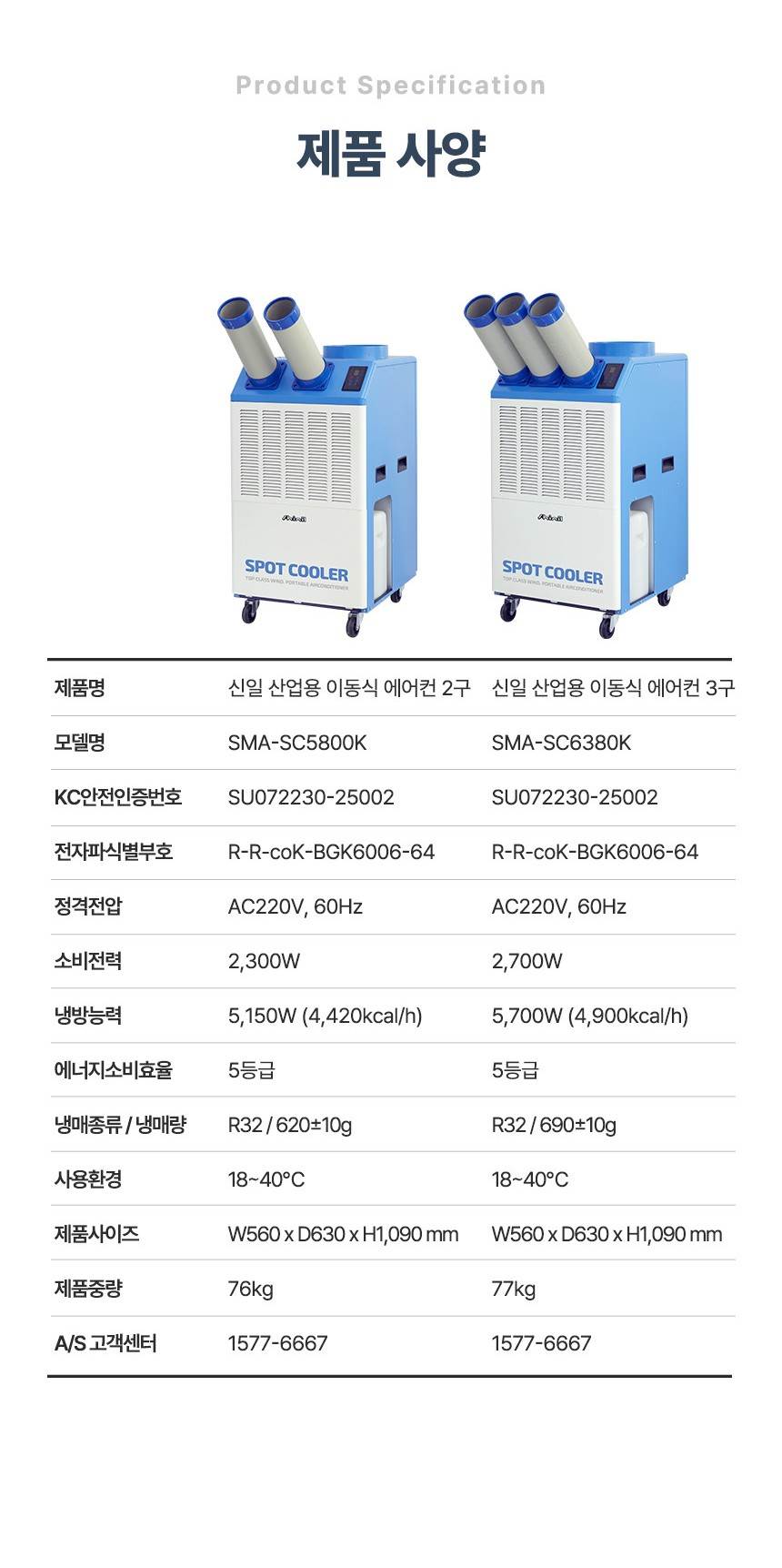 신일 / 고급형 이동식 에어컨 3구 / SMA-SC6380K 무료배송