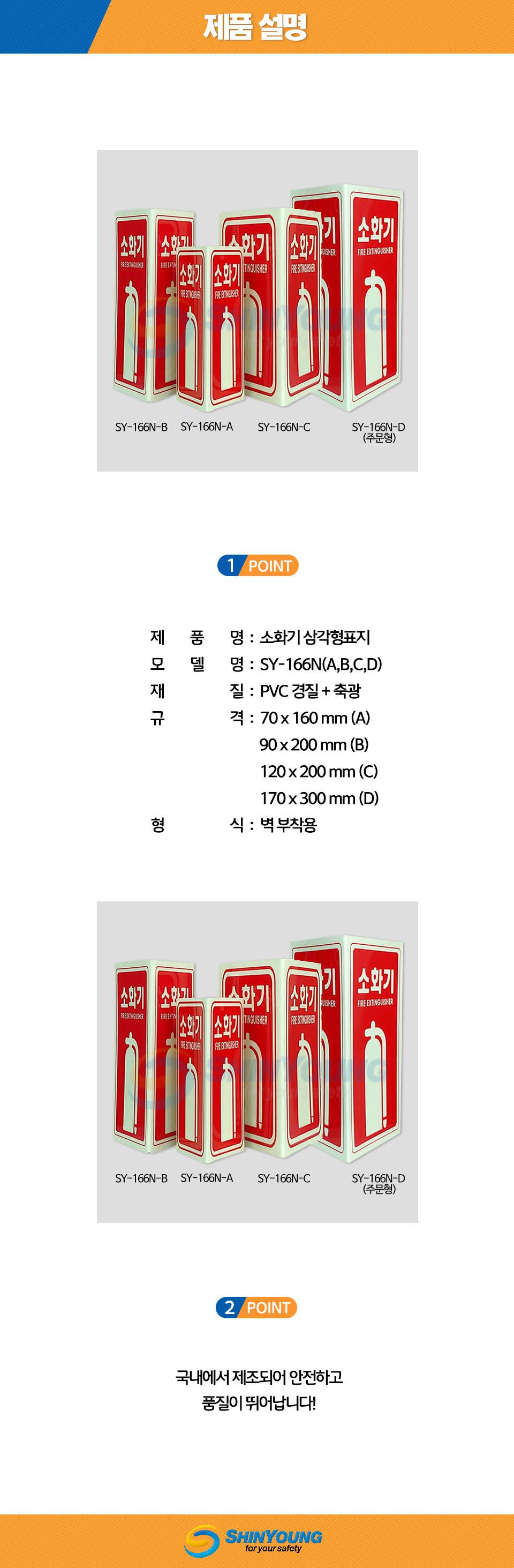 축광 소화기표지-삼각형 SY-166N 90*200